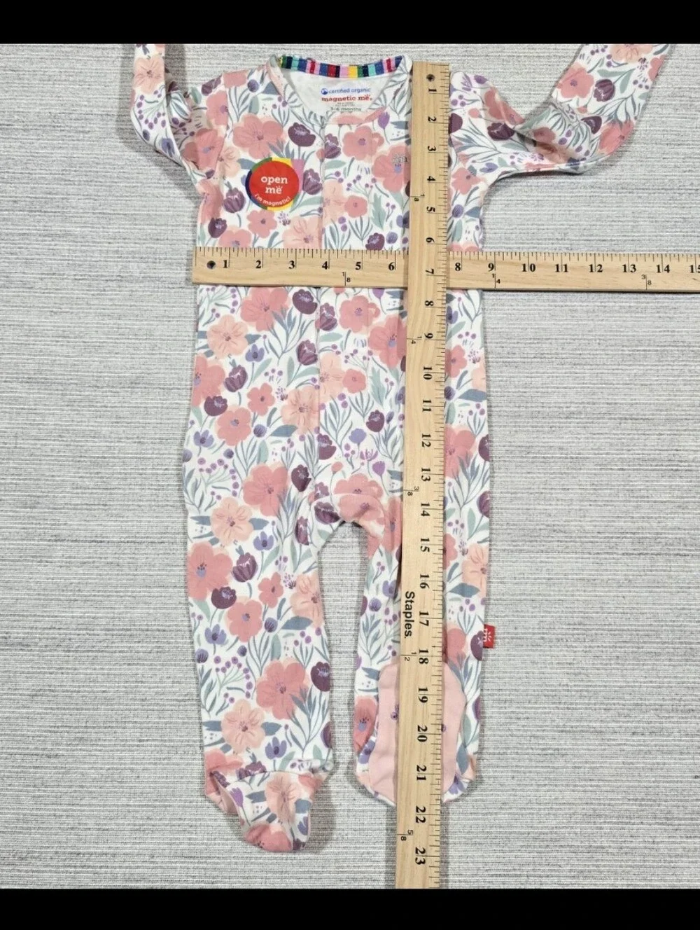 Magnetic Me Organic Cotton One-Piece Footie Baby Sz 3-6M Floral NWT